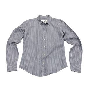 Frank & Eileen Barry Long Sleeve Womens Shirt Size XS Iron Gray Striped Cotton